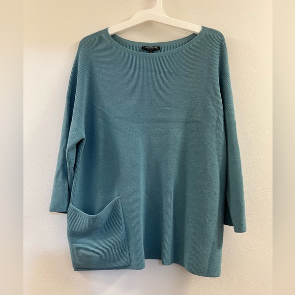 Lafayette 148 New York Ribbed SweaterDrop Shoulder Knit Top...